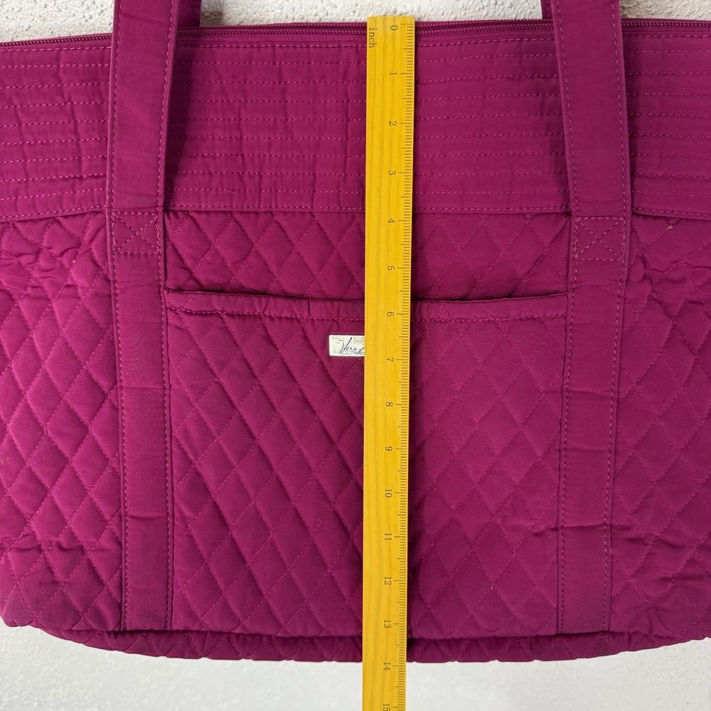 Vera Bradley Large Pink Zip Top Tote Bag Lined Inner Pockets Detachable Strap - Picture 10 of 14